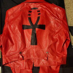 Leather IN X OUT Life symbol jacket